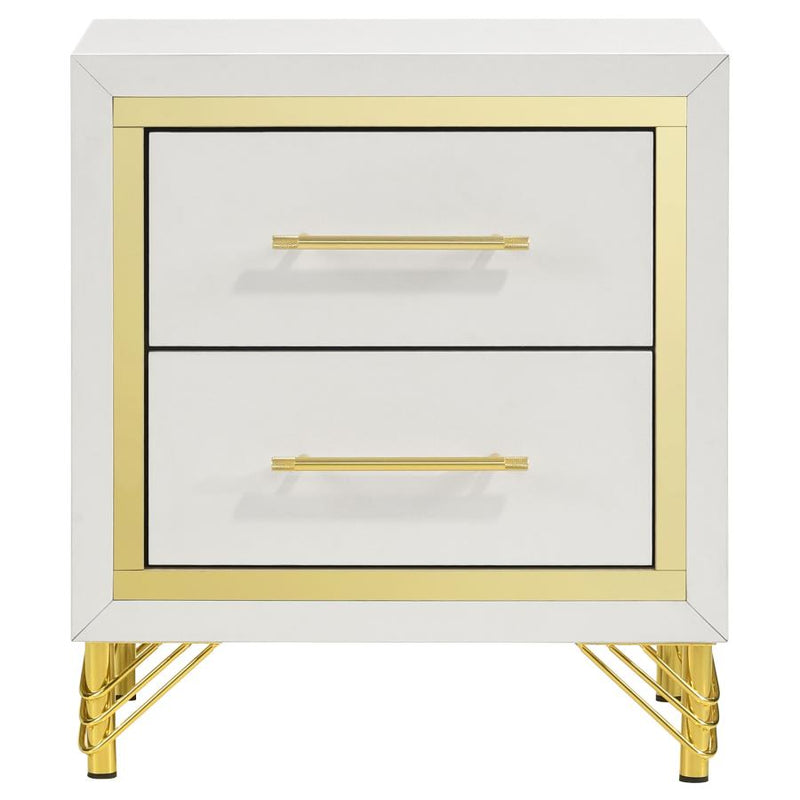 Lucia 2-drawer Nightstand Bedside Table White-zoom-