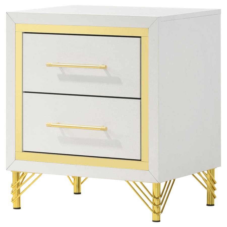 Lucia 2-drawer Nightstand Bedside Table White-4
