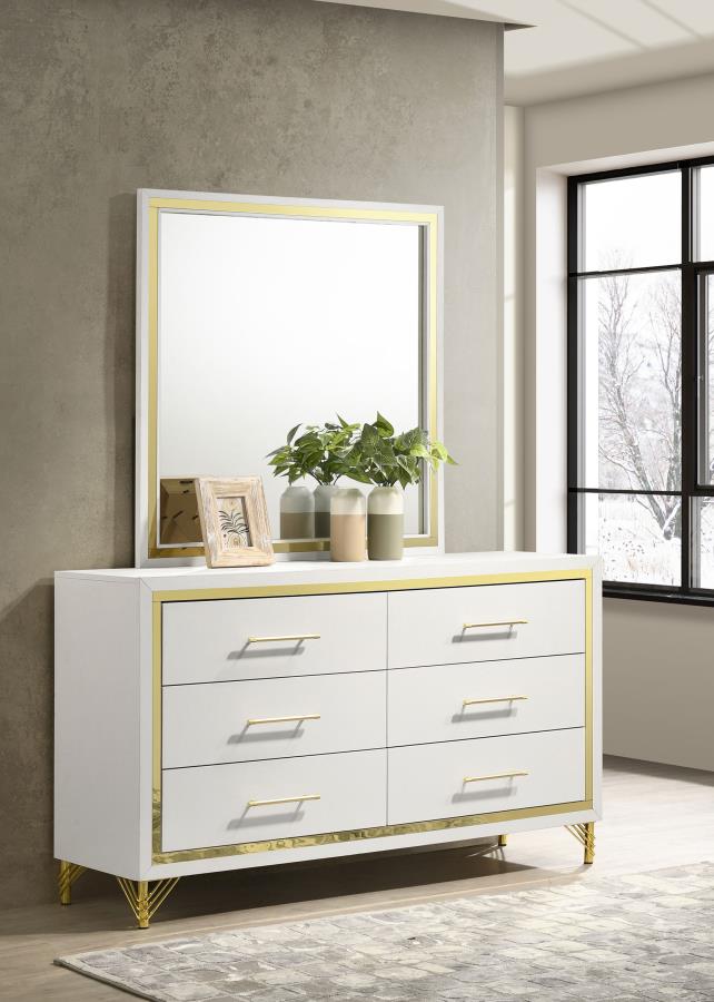 Lucia 6-drawer Dresser with Mirror White-zoom-2