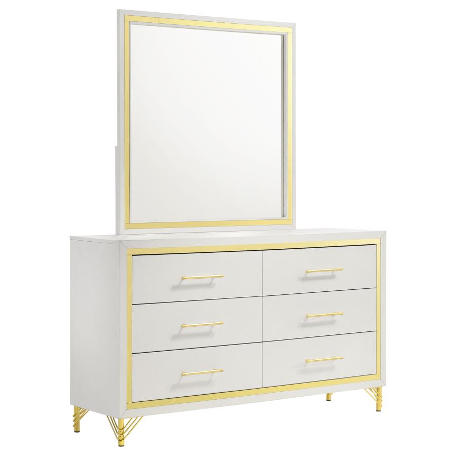 Lucia 6-drawer Dresser with Mirror White-1