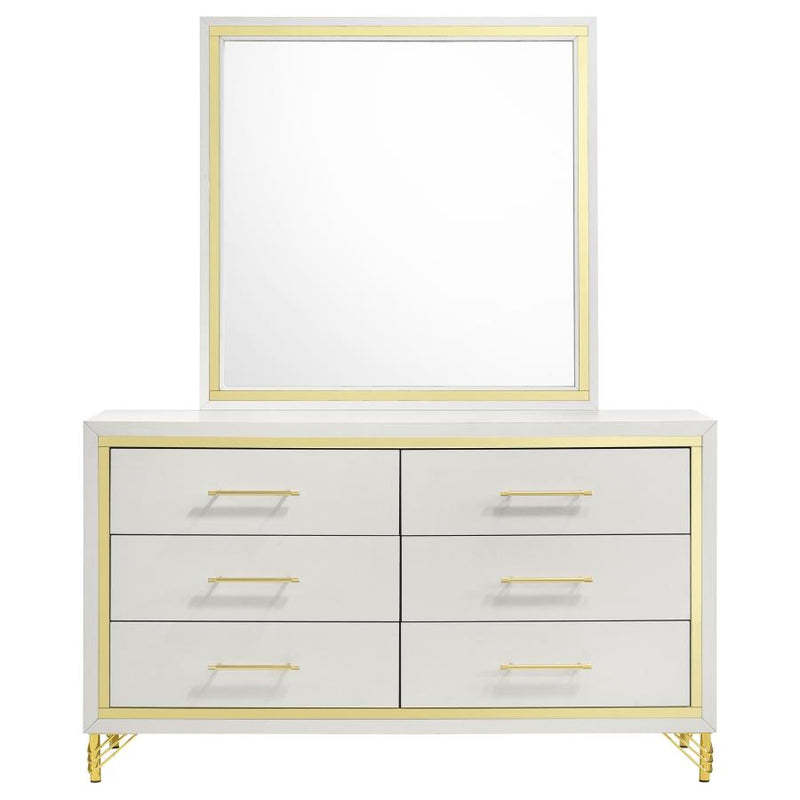 Lucia 6-drawer Dresser with Mirror White-zoom-