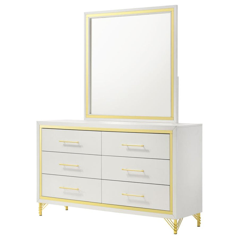 Lucia 6-drawer Dresser with Mirror White-zoom-
