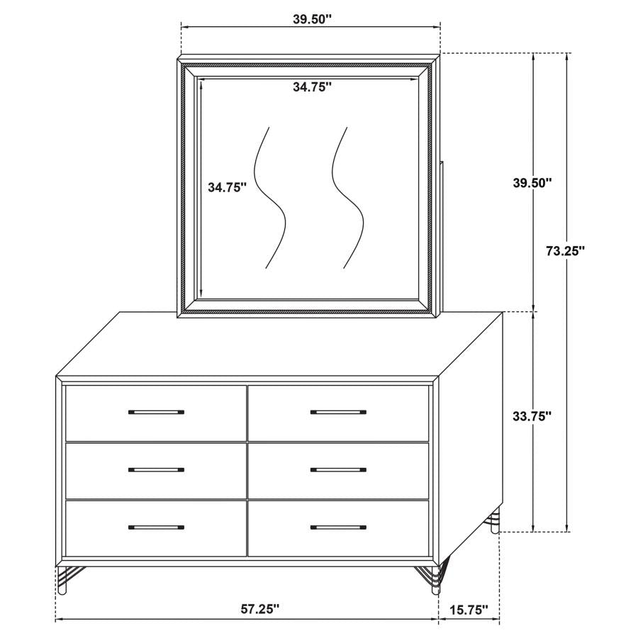 Lucia 6-drawer Dresser with Mirror White-13
