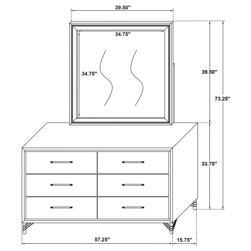 Lucia 6-drawer Dresser with Mirror White-zoom-