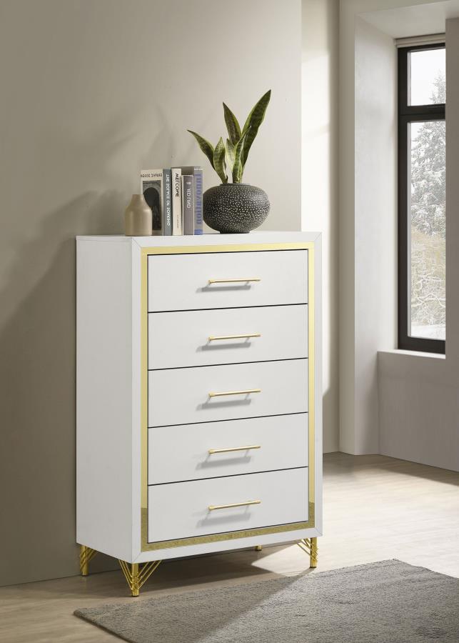 Lucia 5-drawer Bedroom Chest of Drawers White-2