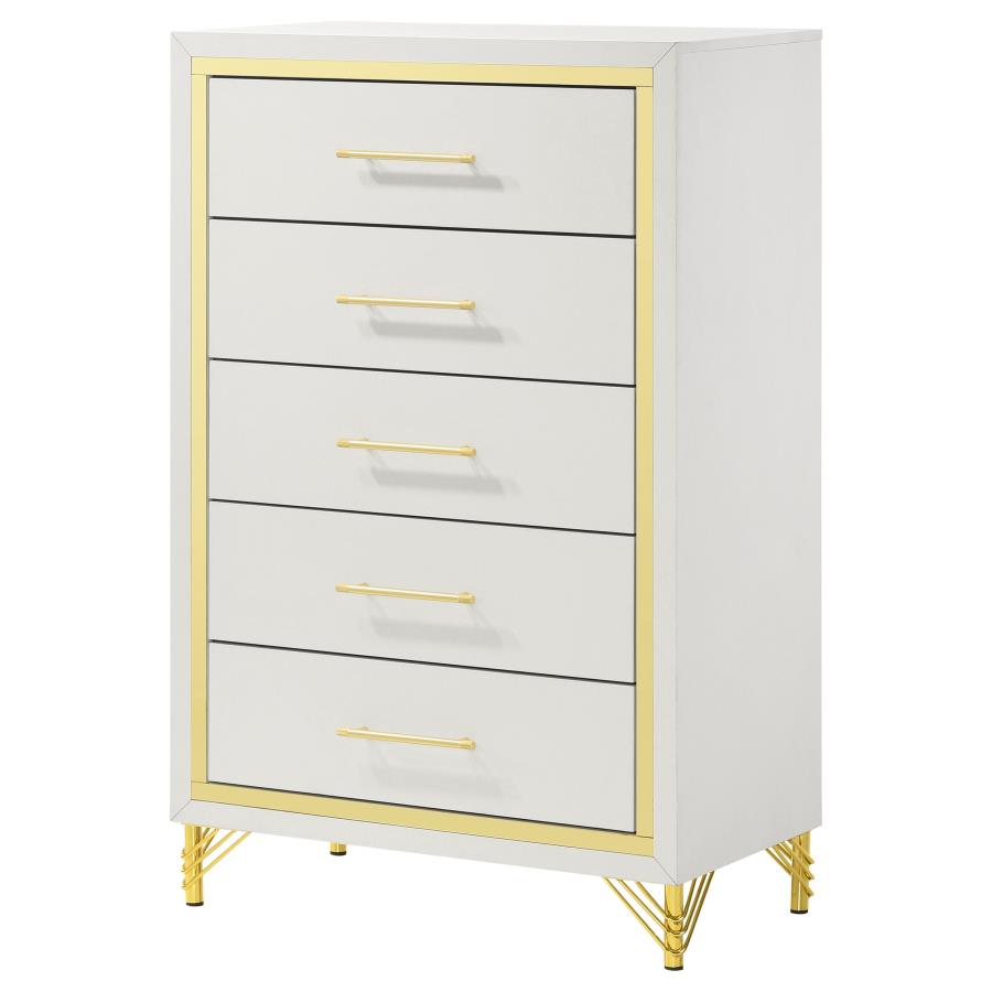 Lucia 5-drawer Bedroom Chest of Drawers White-zoom-4