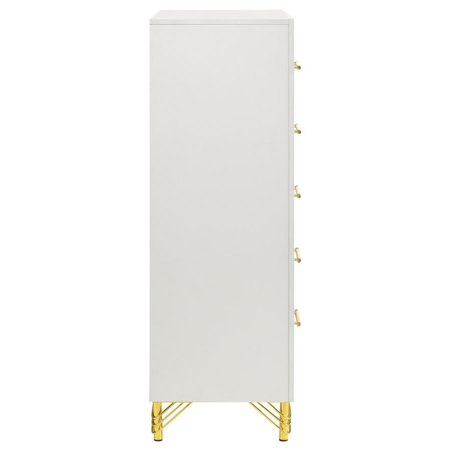 Lucia 5-drawer Bedroom Chest of Drawers White-9