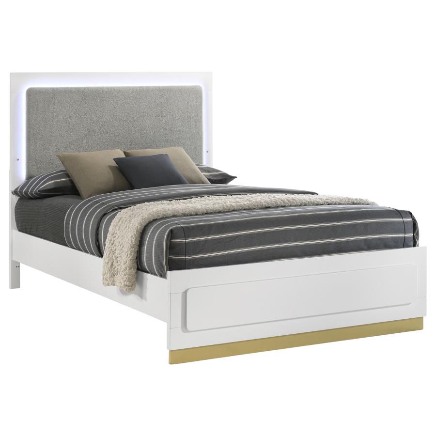 Caraway Wood Eastern King LED Panel Bed White-3