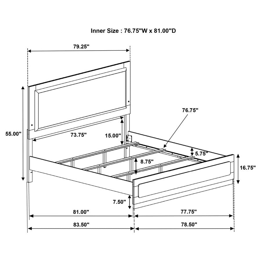 Caraway Wood Eastern King LED Panel Bed White-7