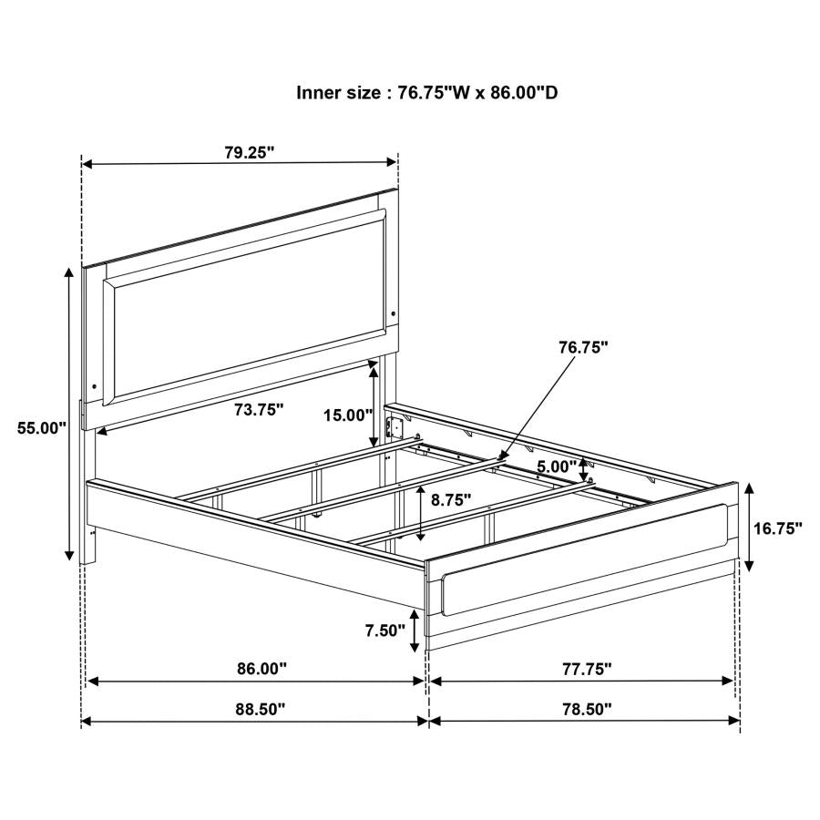 Caraway Wood California King LED Panel Bed White-7