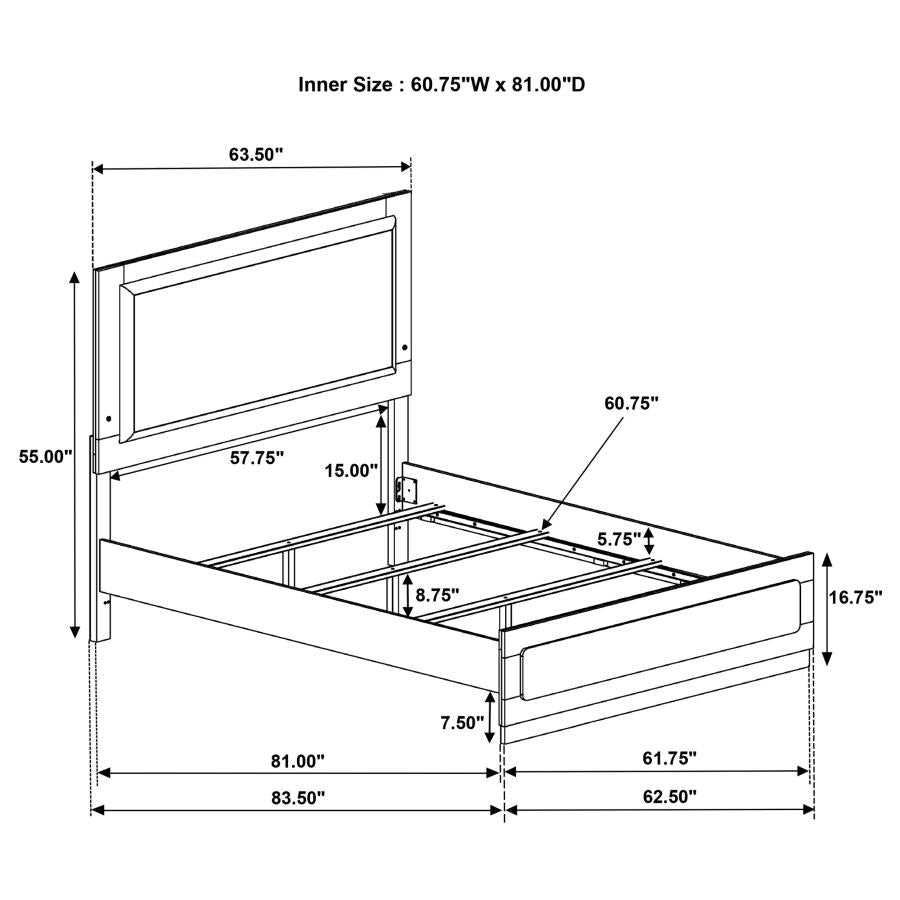 Caraway Wood Queen LED Panel Bed White-zoom-7