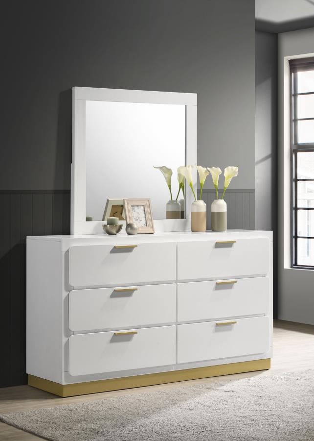 Caraway 6-drawer Dresser with Mirror White-2