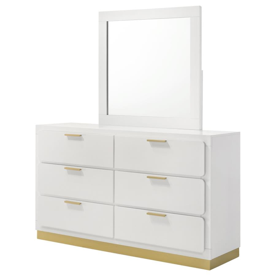 Caraway 6-drawer Dresser with Mirror White-4