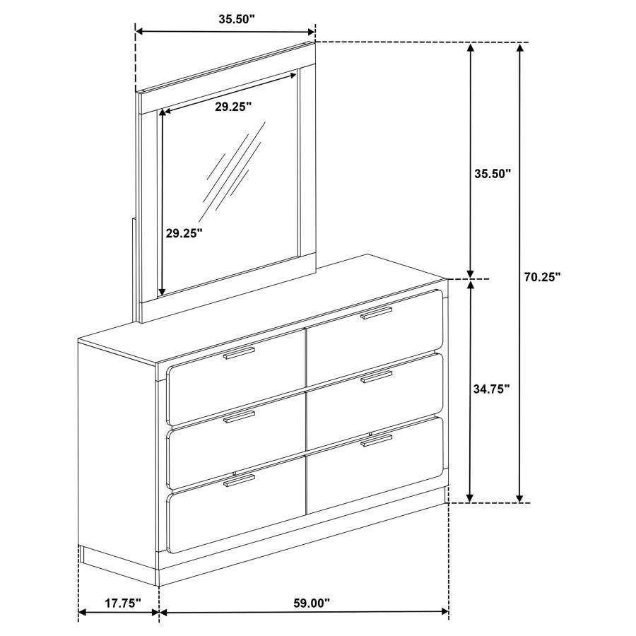 Caraway 6-drawer Dresser with Mirror White-12