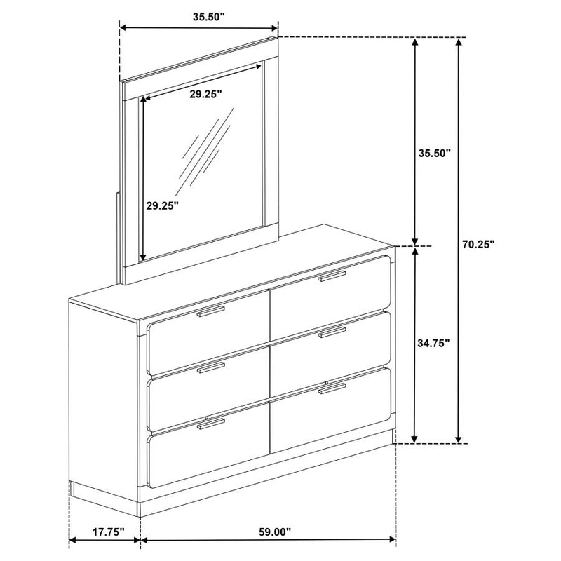 Caraway 6-drawer Dresser with Mirror White-zoom-