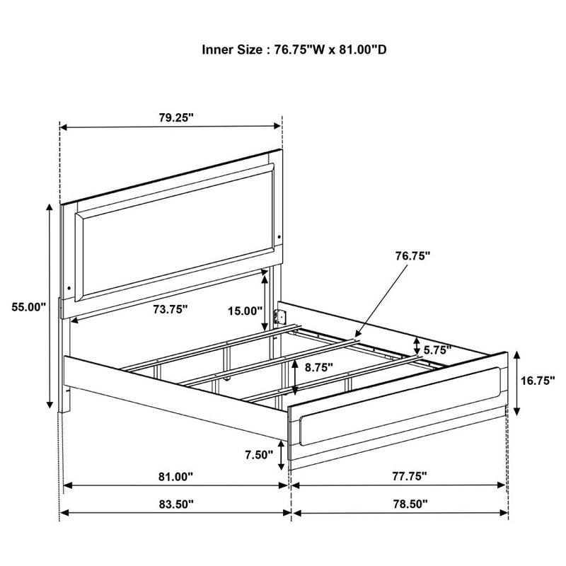 Caraway Wood Eastern King LED Panel Bed Black-zoom-