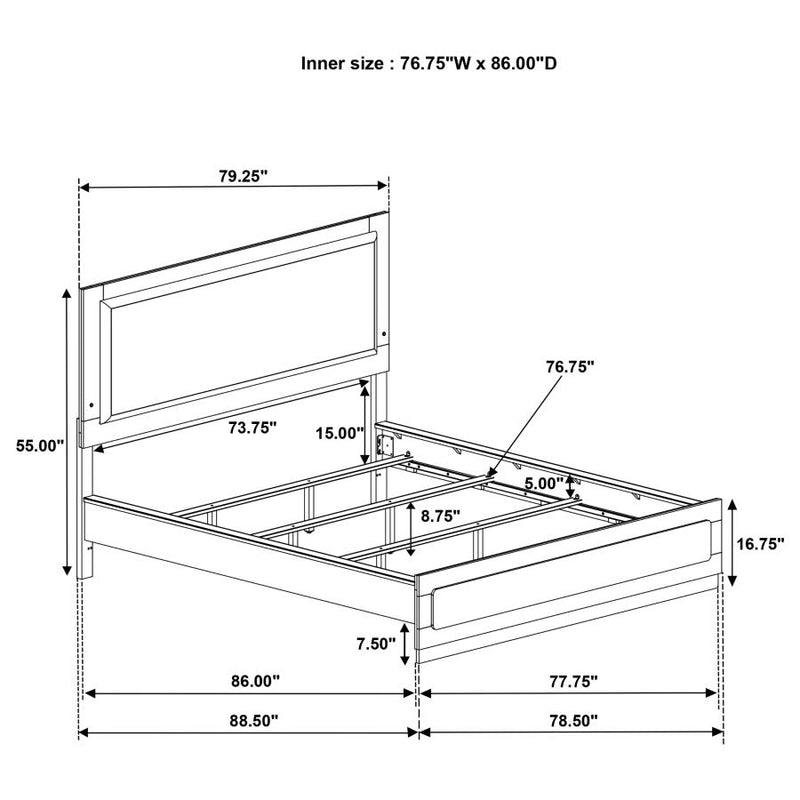 Caraway Wood California King LED Panel Bed Black-zoom-