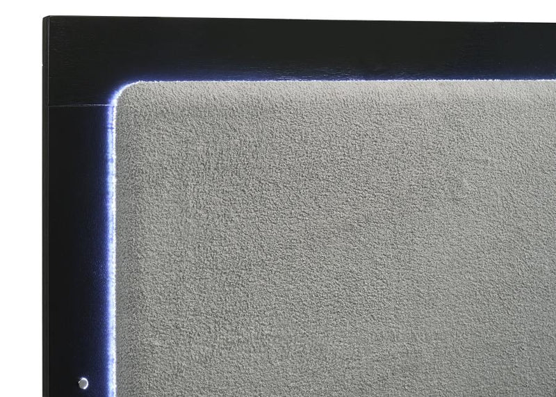 Caraway Wood Queen LED Panel Bed Black-zoom-