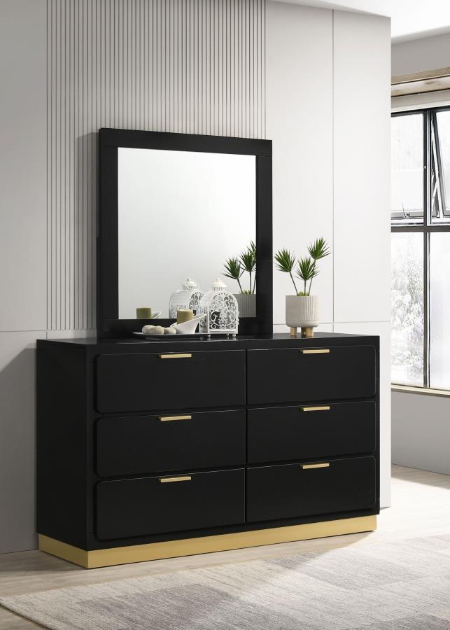 Caraway 6-drawer Dresser with Mirror Black-2