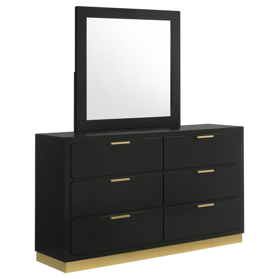 Caraway 6-drawer Dresser with Mirror Black-zoom-1