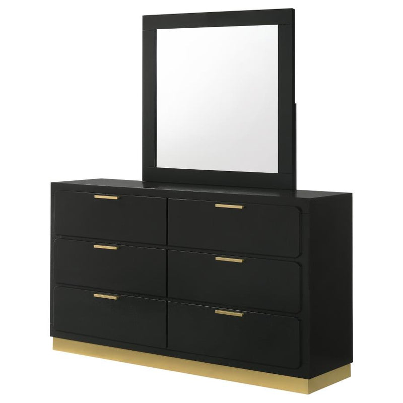 Caraway 6-drawer Dresser with Mirror Black-zoom-