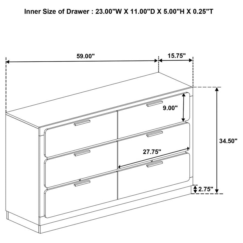 Caraway 6-drawer Dresser Black-zoom-