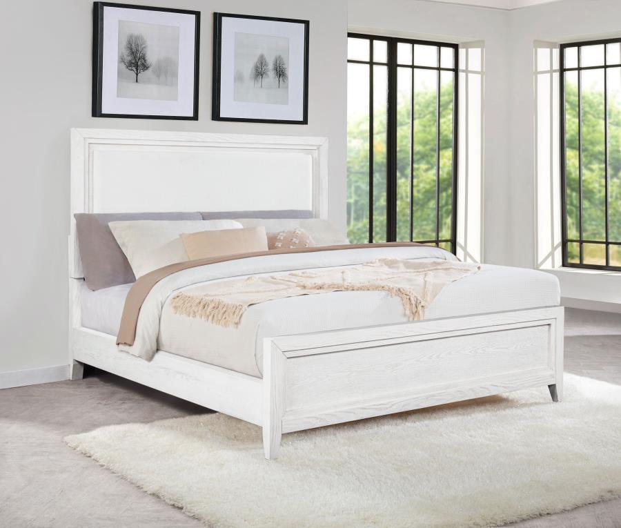 Marielle California King Panel Upholstered Bed Distressed White-zoom-2