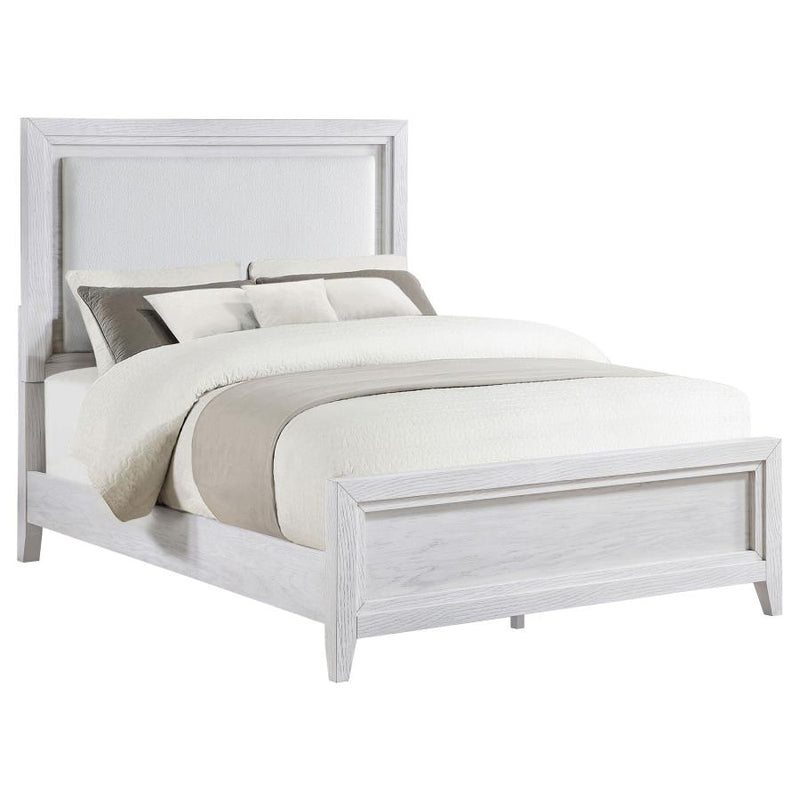 Marielle California King Panel Upholstered Bed Distressed White-zoom-