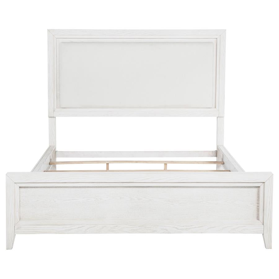 Marielle California King Panel Upholstered Bed Distressed White-zoom-4