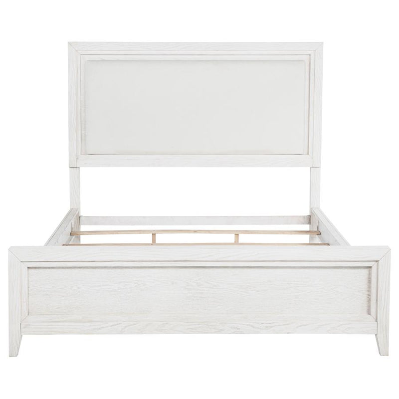 Marielle California King Panel Upholstered Bed Distressed White-zoom-