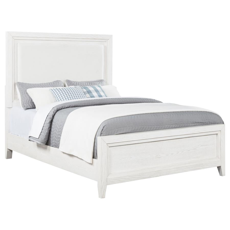 Marielle Queen Upholstered Panel Bed Distressed White-3