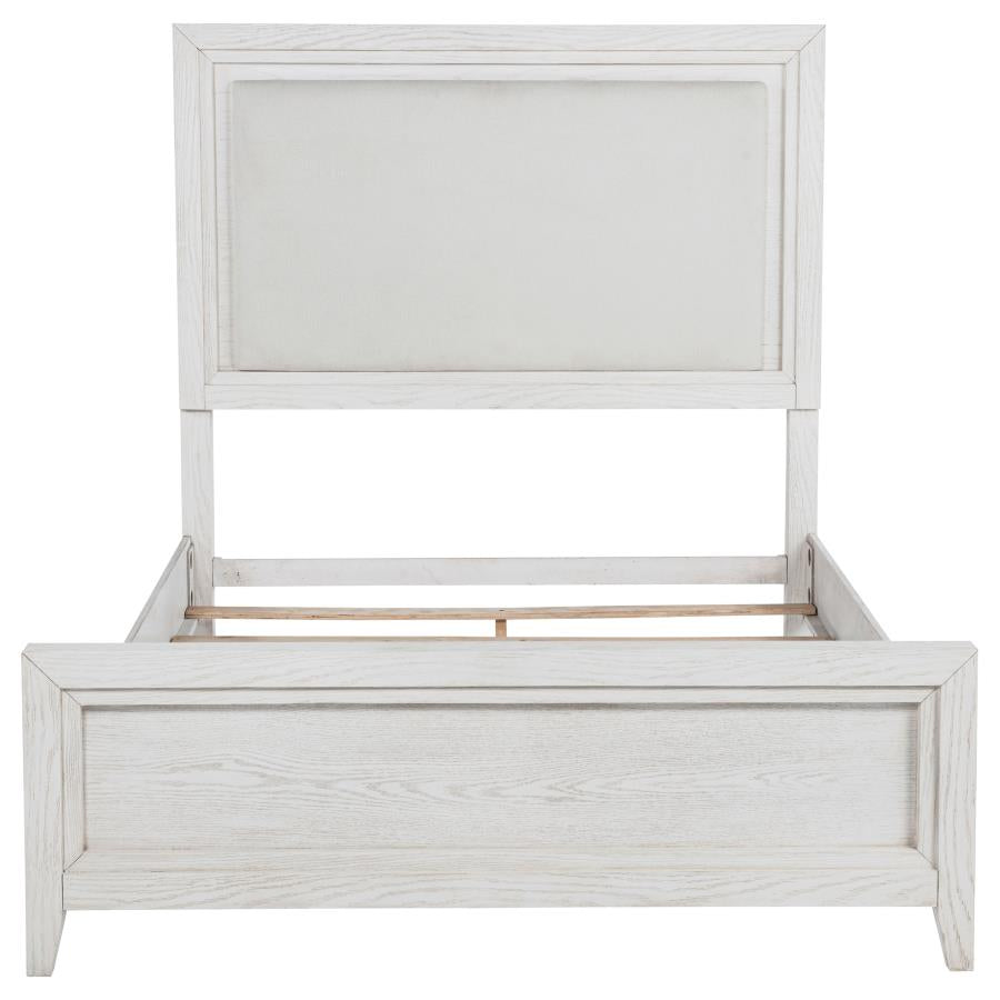 Marielle Queen Upholstered Panel Bed Distressed White-zoom-4