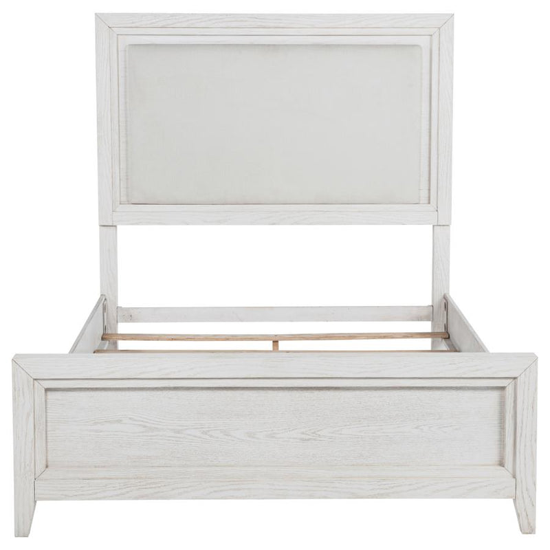 Marielle Queen Upholstered Panel Bed Distressed White-zoom-