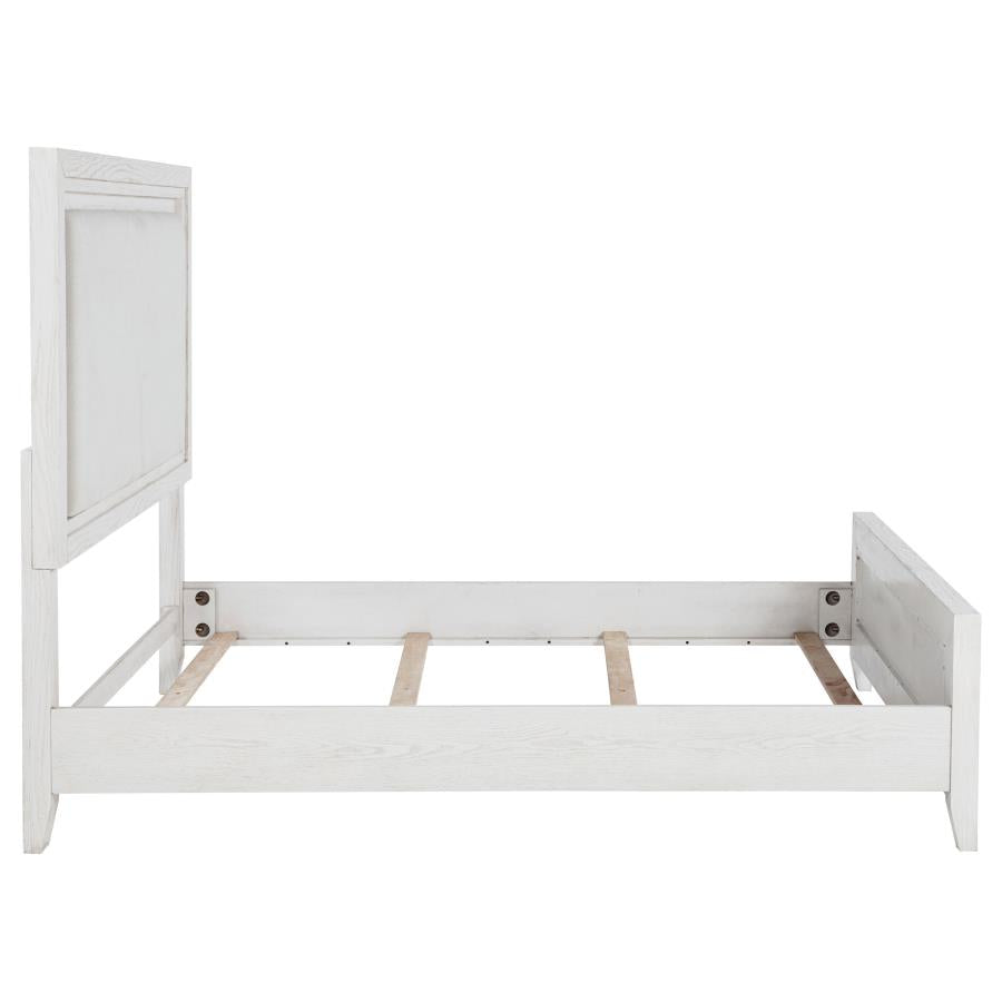 Marielle Queen Upholstered Panel Bed Distressed White-6