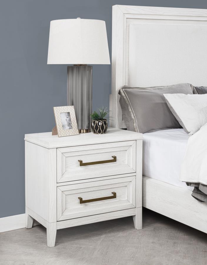 Marielle 2-drawer Nightstand Bedside Table Distressed White-zoom-