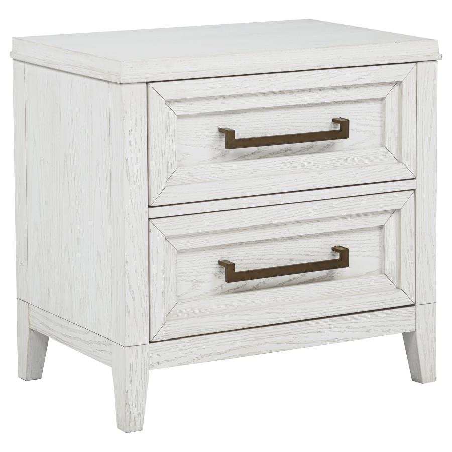 Marielle 2-drawer Nightstand Bedside Table Distressed White-1