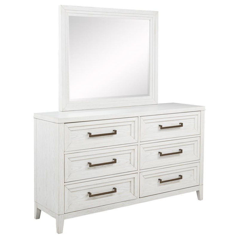 Marielle 6-drawer Dresser with Mirror Distressed White-zoom-
