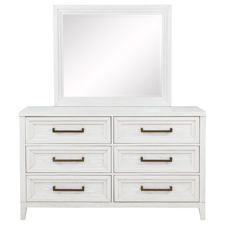 Marielle 6-drawer Dresser with Mirror Distressed White-zoom-3