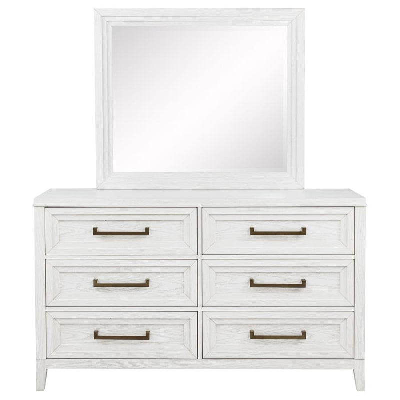 Marielle 6-drawer Dresser with Mirror Distressed White-zoom-