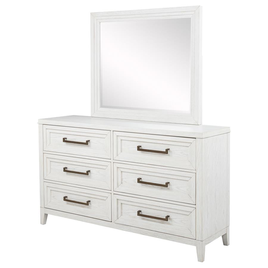 Marielle 6-drawer Dresser with Mirror Distressed White-zoom-4