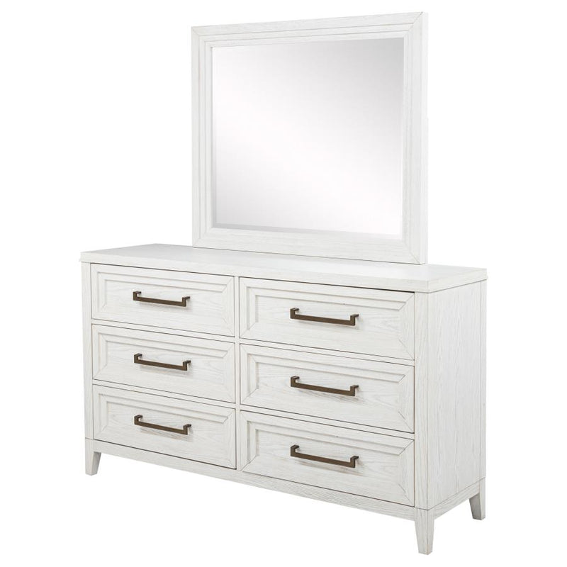 Marielle 6-drawer Dresser with Mirror Distressed White-zoom-