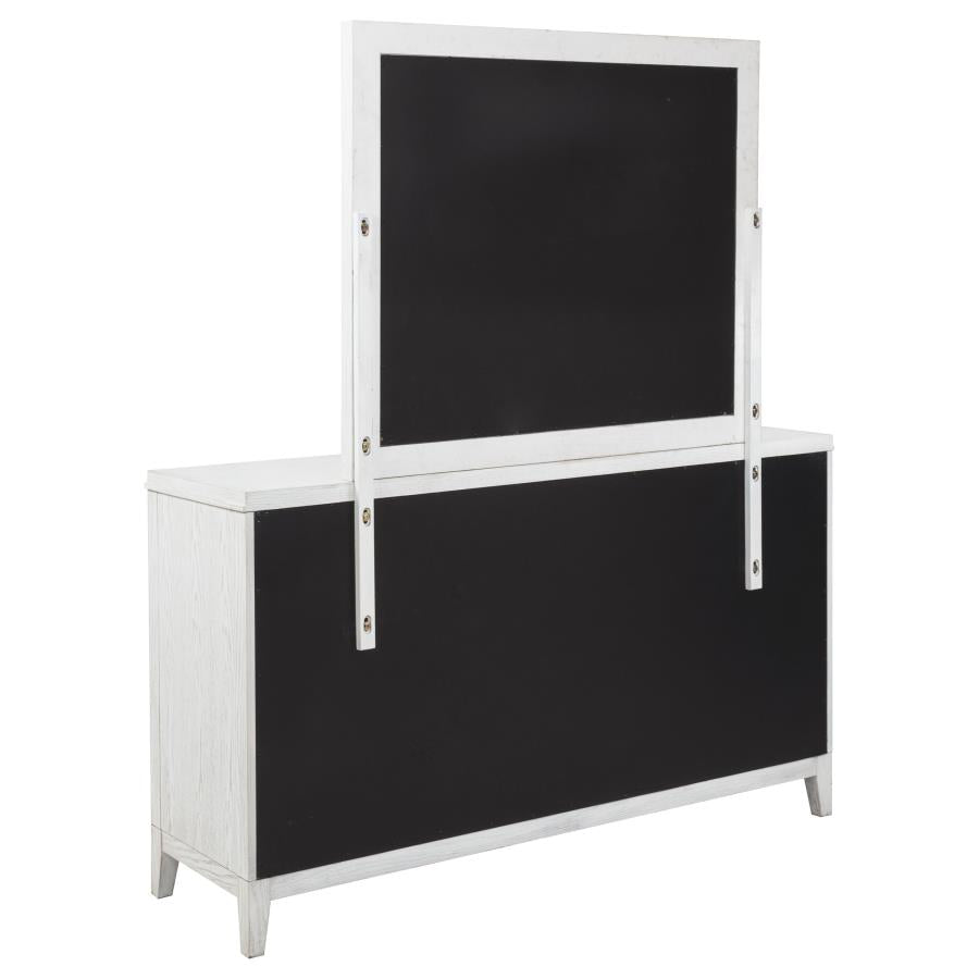 Marielle 6-drawer Dresser with Mirror Distressed White-zoom-6