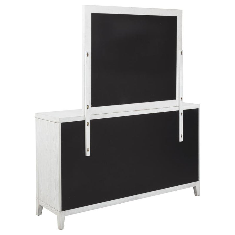 Marielle 6-drawer Dresser with Mirror Distressed White-zoom-