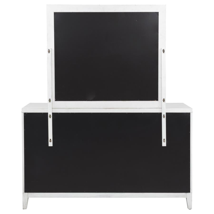Marielle 6-drawer Dresser with Mirror Distressed White-zoom-7