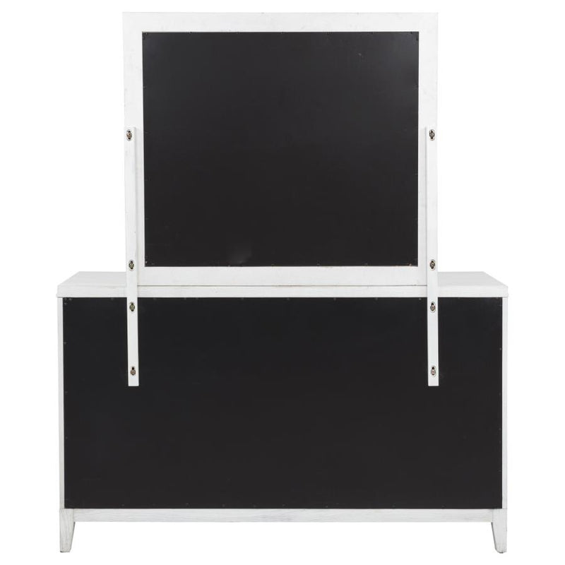 Marielle 6-drawer Dresser with Mirror Distressed White-zoom-