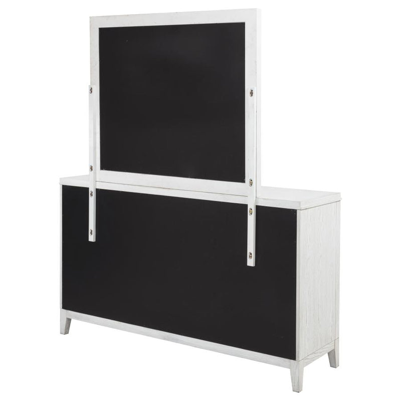 Marielle 6-drawer Dresser with Mirror Distressed White-zoom-