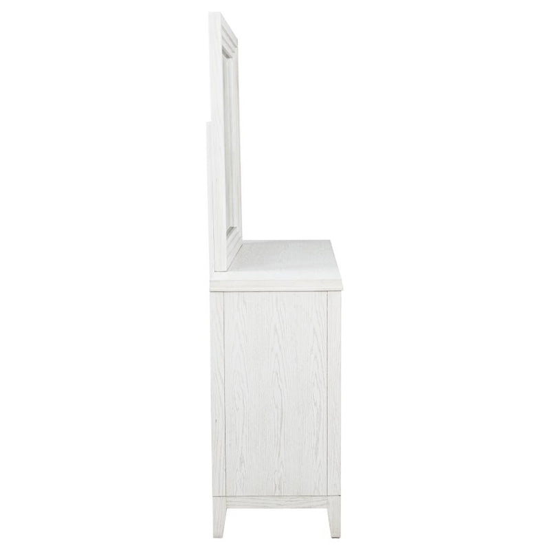 Marielle 6-drawer Dresser with Mirror Distressed White-zoom-