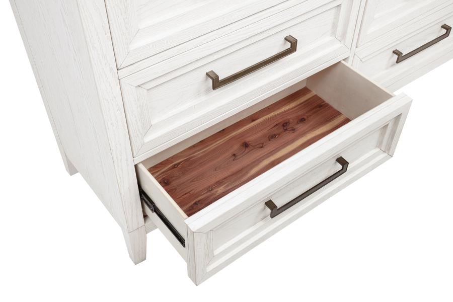 Marielle 6-drawer Dresser with Mirror Distressed White-zoom-11