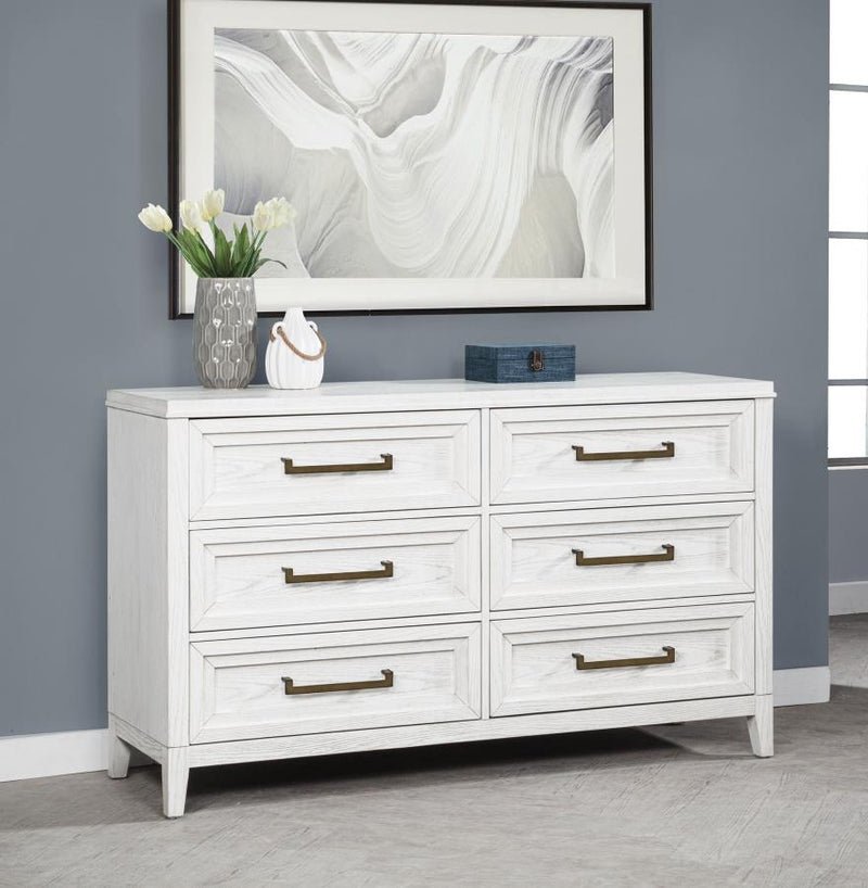 Marielle 6-drawer Bedroom Dresser Distressed White-zoom-
