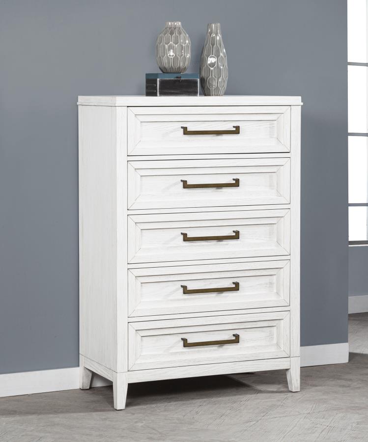 Marielle 5-drawer Bedroom Chest Distressed White-zoom-